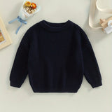 Toddler's Cozy Solid Color Long Sleeve Loose Knit Sweater Pullover - Soft, Breathable, and Comfortable for Everyday Wear - Perfect for Casual Outings and Playdates