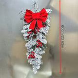 2pcs 23.62" Christmas Teardrop Swags - Flocked Artificial Garland for Door, Wall & Fireplace Decor | Rustic Holiday Home Accents