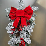 2pcs 23.62" Christmas Teardrop Swags - Flocked Artificial Garland for Door, Wall & Fireplace Decor | Rustic Holiday Home Accents