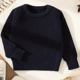 Soft & Cozy Babys Solid Knitted Sweater Pullover - Classic Round Neck Design for Boys & Girls - Perfect for Spring & Autumn/Fall Wardrobe