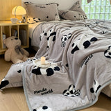 1pc Plush Panda Print Velvet Blanket - Ultra Soft, Warm, and Cozy Throw for Couch, Sofa, Office, Bed, Camping, and Travel - Perfect Multi-Purpose Gift for All Seasons with Versatile Uses