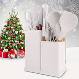 19-Piece Premium Silicone Kitchen Utensil Set With Wooden Handles And Chef Knifes - Heat-Resistant, Non-Stick Friendly Cooking Tools & Bamboo Storage Bucket - Selected Christmas Present For Cooking Enthusiasts