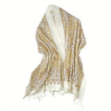 Luxurious Embroidered Tassel Shawl Scarf - Soft, Oversized & Coldproof, Perfect for Winter Fashion - Womens Wrap Cape