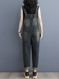 Women's Casual Denim Overalls, Spring Collection, Relax Fit Dungarees With Adjustable Straps, Versatile Streetwear