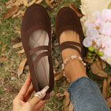 Womens Chic Solid Slip-On Flats - Ultra-Comfortable, Lightweight & Breathable - Soft Sole, Knitted Upper, Effortless Style