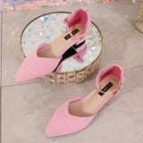 Elegant Spring-Ready Low Heel Flats – Lightweight, Pointed Toe with Secure Ankle Strap, Versatile Solid Color