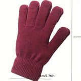 [5 Pairs ] Gloves Winter General-purpose Thickened Velvet Warm Outdoor Cycling Cashmere Black Knitted Simple Trend Gloves