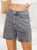 greatnfb Washed Water Ripple Embossed Shorts, Slash Pockets Causal Vintage Denim Pants, Women's Denim Jeans & Clothing