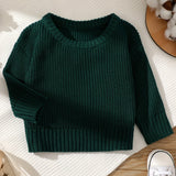 Soft & Cozy Babys Solid Knitted Sweater Pullover - Classic Round Neck Design for Boys & Girls - Perfect for Spring & Autumn/Fall Wardrobe