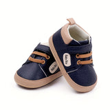 Boy's Non Slip Soft Sole Faux Leather Shoes, Durable Casual Sneakers For Kid's Outdoor Activities