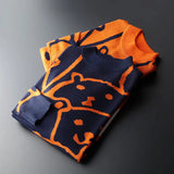 Men's Sweaters Mens Autumn Casual Polar Bear Pattern Trendy Slim Cotton Long Sleeve Round Collar Male Warm Pullovers Orange 221007