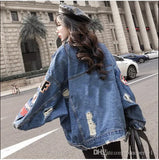 Spring Autumn leather Crop Denim Jackets Women Casual Jeans Bomber Jacket Long Sleeve Denim Coat Plus Size