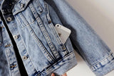 Spring Autumn Woman Basic Coats Women Denim Jacket Pearls Beading Fashion Jeans Coat Loose Long Sleeve Jackets w1021