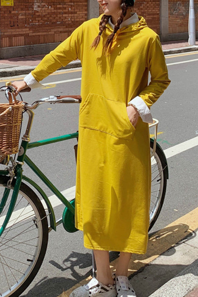Greatnfb Candy Color Hoodie Dress