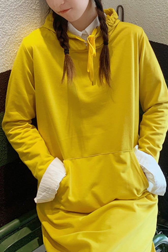 Greatnfb Candy Color Hoodie Dress