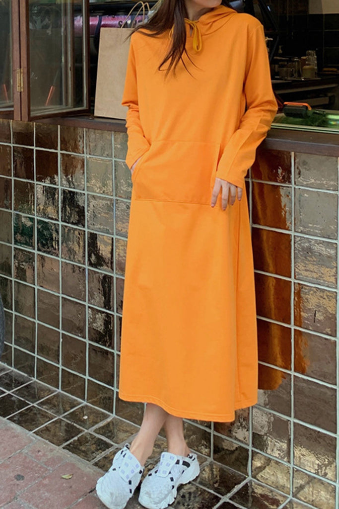 Greatnfb Candy Color Hoodie Dress
