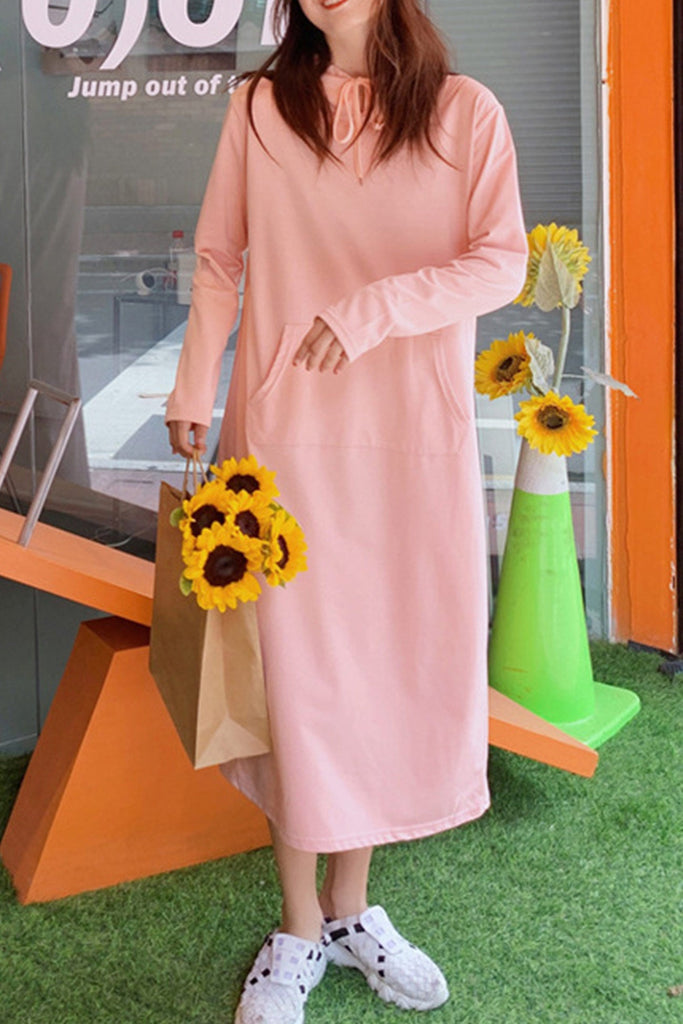 Greatnfb Candy Color Hoodie Dress