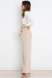 Greatnfb Casual Tie-Front Loose Straight Long Pants