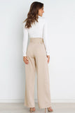 Greatnfb Casual Tie-Front Loose Straight Long Pants