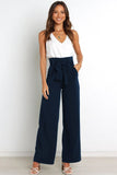 Greatnfb Casual Tie-Front Loose Straight Long Pants