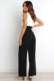 Greatnfb Casual Tie-Front Loose Straight Long Pants