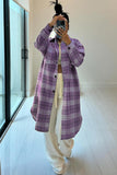 Greatnfb Contrast Plaid Slit Shacket