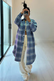 Greatnfb Contrast Plaid Slit Shacket