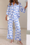 Greatnfb Contrast Printed Shirt Long Pants Suits