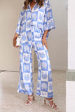 Greatnfb Contrast Printed Shirt Long Pants Suits