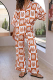 Greatnfb Contrast Printed Shirt Long Pants Suits