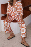 Greatnfb Contrast Printed Shirt Long Pants Suits