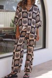 Greatnfb Contrast Printed Shirt Long Pants Suits