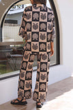 Greatnfb Contrast Printed Shirt Long Pants Suits