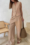 Greatnfb Cotton Linen Tank Top Pants Suits