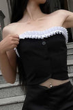 Greatnfb Cutout Contrast Pleated Lace Bandeau Top