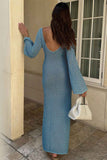 Greatnfb Cutout Backless V Neck Knitted Dress