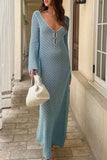 Greatnfb Cutout Backless V Neck Knitted Dress