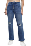 Greatnfb Distressed Button Straight Leg Jeans