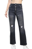 Greatnfb Distressed Button Straight Leg Jeans