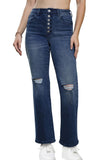 Greatnfb Distressed Button Straight Leg Jeans