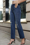 Greatnfb Distressed Button Straight Leg Jeans