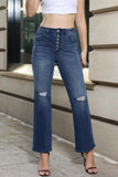 Greatnfb Distressed Button Straight Leg Jeans