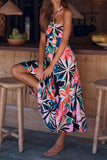 Greatnfb Floral Printed Halterneck Backless A-Line Dress