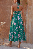 Greatnfb Floral Printed Halterneck Backless A-Line Dress