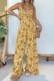 Greatnfb Floral Sleeveless V Neck Wide Leg Jumpsuit