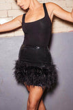 Greatnfb Fuzzy Sequins Bodycon Mini Skirt