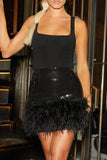 Greatnfb Fuzzy Sequins Bodycon Mini Skirt