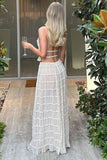 Greatnfb Halterneck Backless Pleated Tiered Skirt Two-piece Set