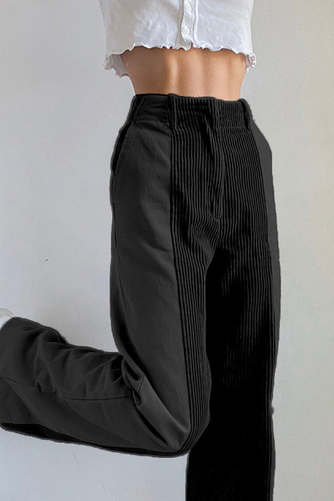 Greatnfb High Waist Corduroy Patchwork Long Pants