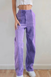 Greatnfb High Waist Corduroy Patchwork Long Pants